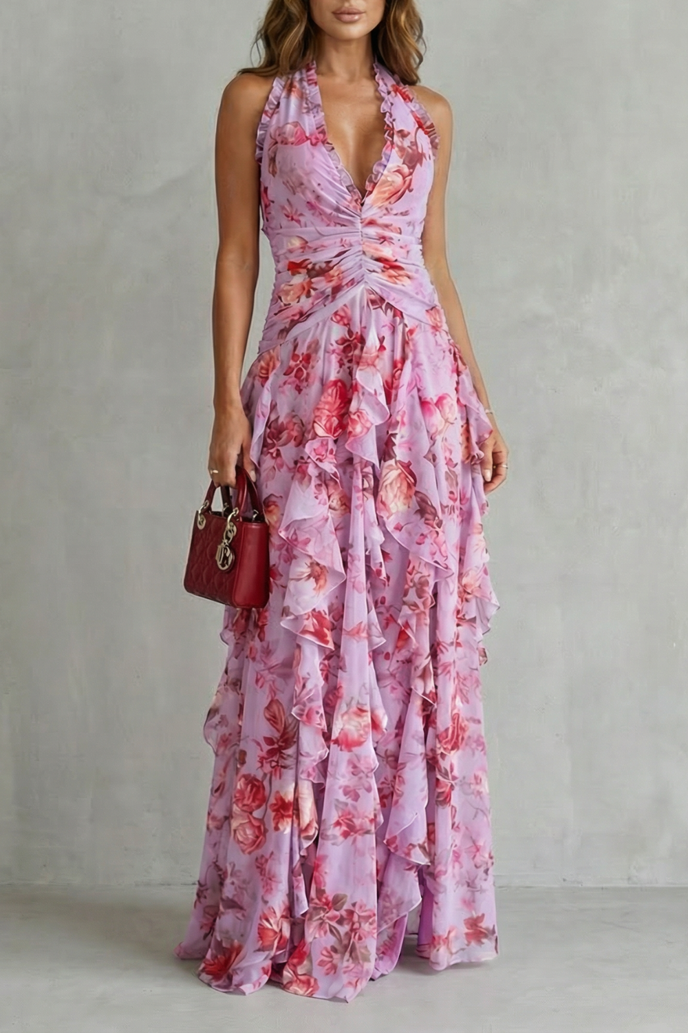 Abito Lunga Elegante con Collo Halter - Maison Claire et Sylvie