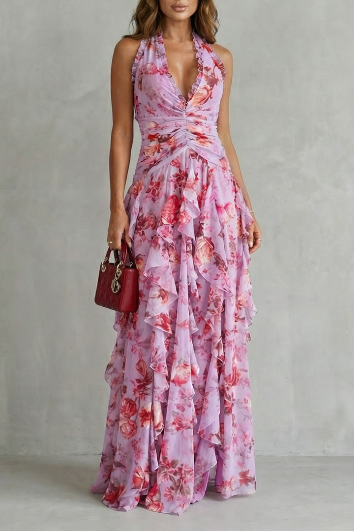 Abito Lunga Elegante con Collo Halter - Maison Claire et Sylvie