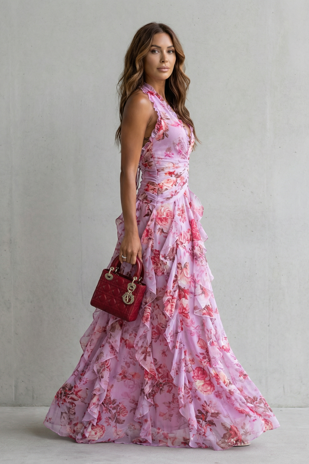 Abito Lunga Elegante con Collo Halter - Maison Claire et Sylvie
