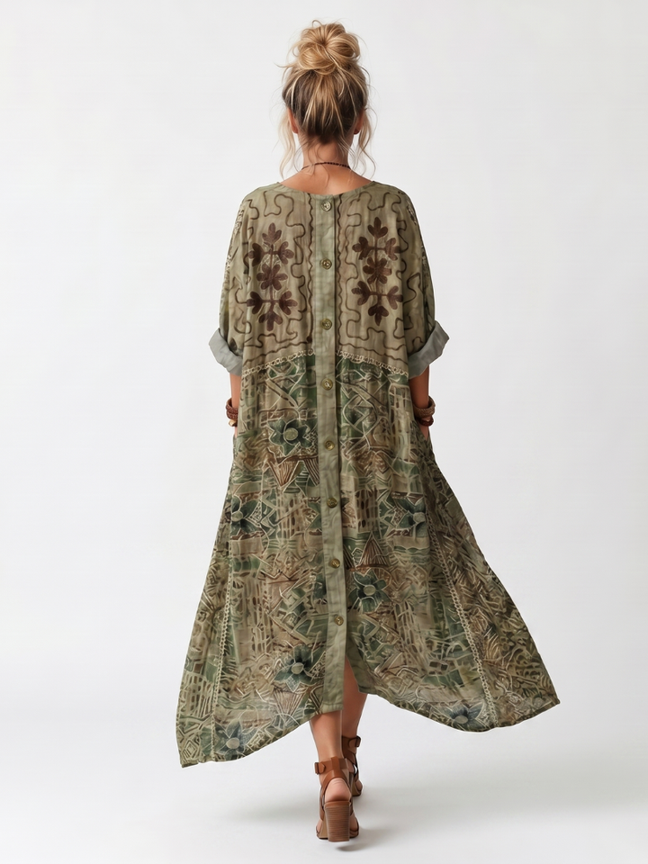 Aleta | Vestito Midi Oversized con Bottoni e Tasche