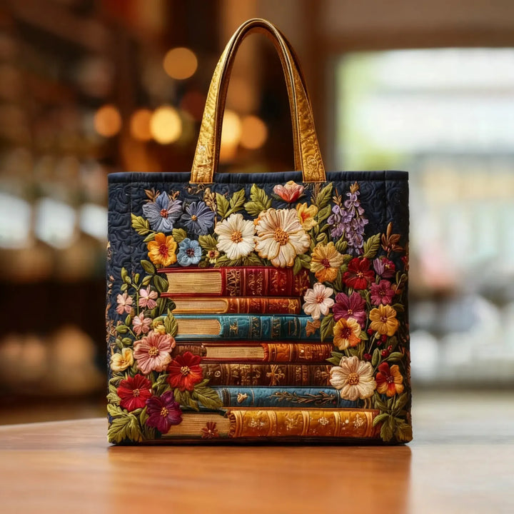 Borsa Artigianale - Stampa Floreale e Libro