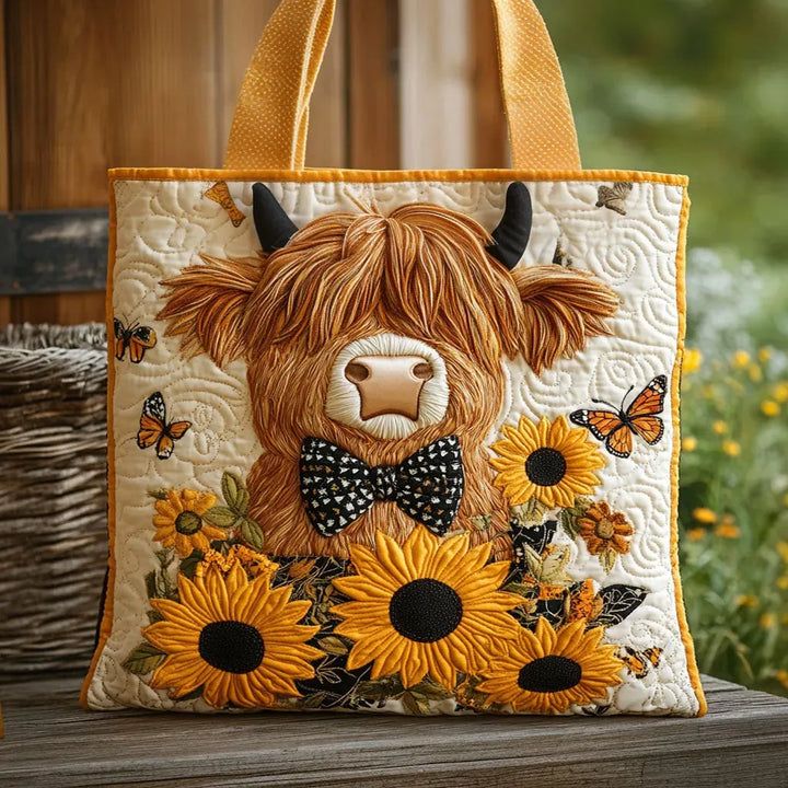Borsa Trapuntata - Bovini delle Highlands e Girasoli