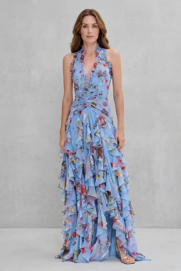 Abito Lunga Elegante con Collo Halter - Maison Claire et Sylvie