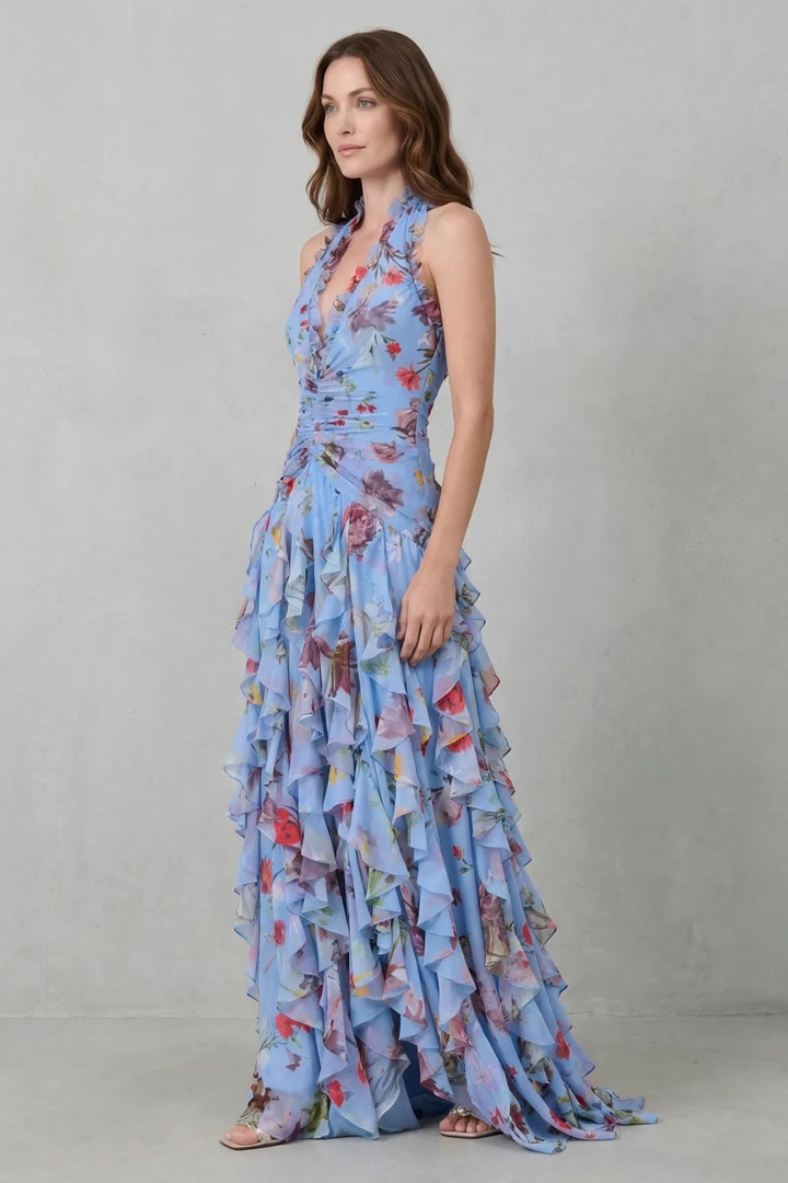Abito Lunga Elegante con Collo Halter - Maison Claire et Sylvie