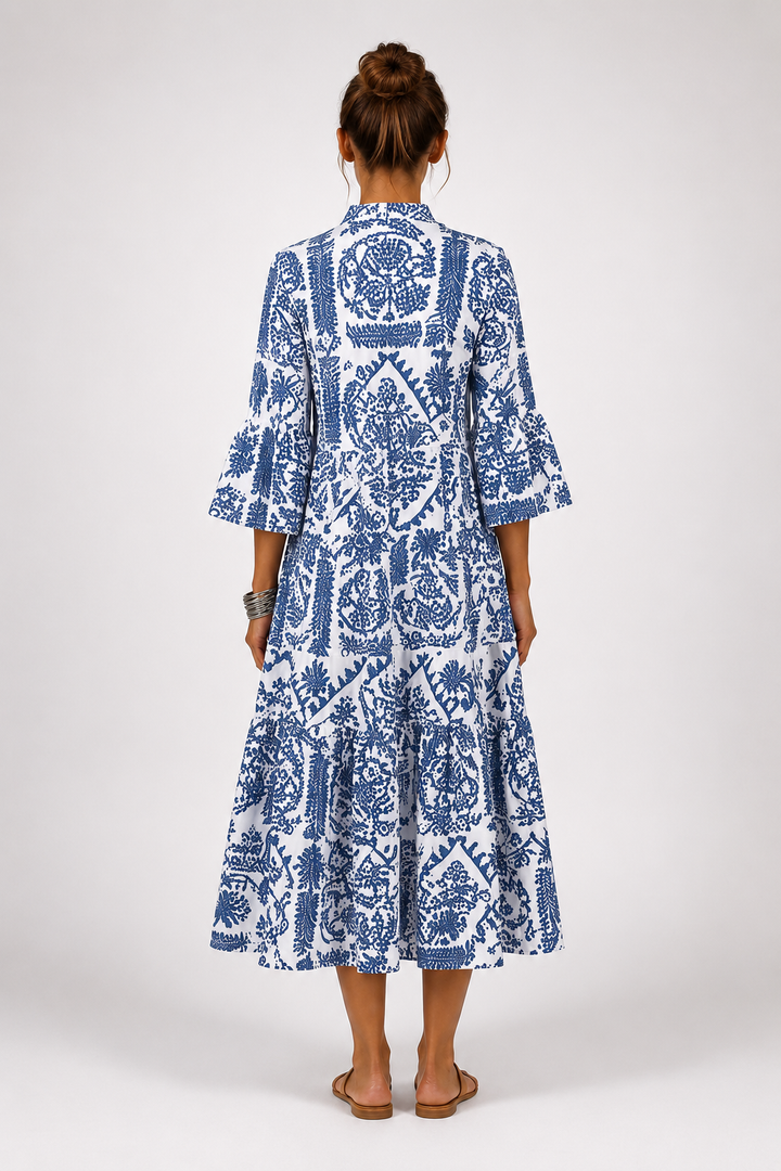 Lavinia | Abito Midi Elegante con Stampa Botanica