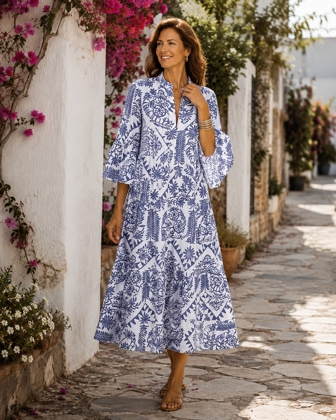 Lavinia | Abito Midi Elegante con Stampa Botanica