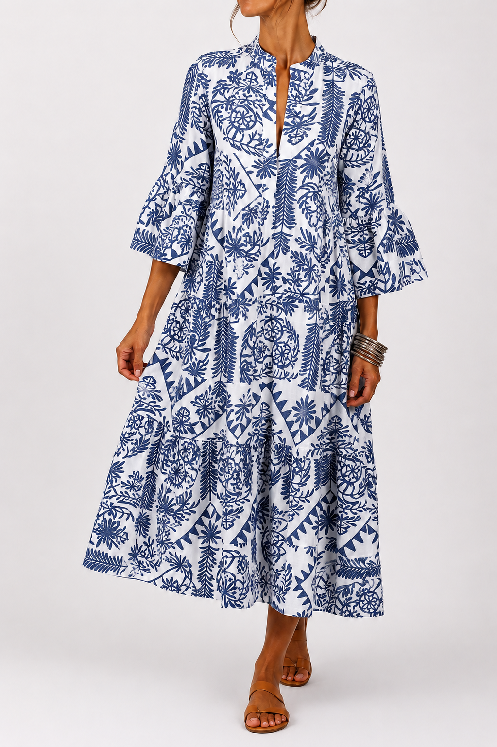 Lavinia | Abito Midi Elegante con Stampa Botanica