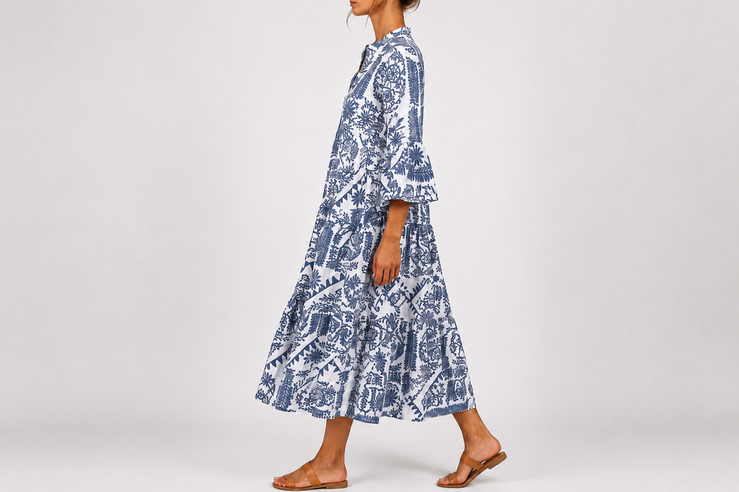 Lavinia | Abito Midi Elegante con Stampa Botanica