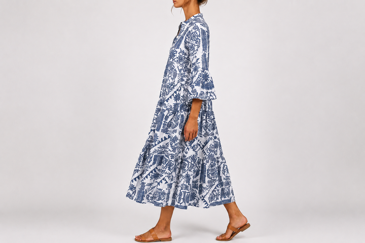 Lavinia | Abito Midi Elegante con Stampa Botanica