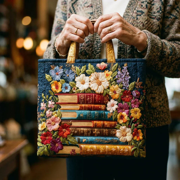 Borsa Artigianale - Stampa Floreale e Libro